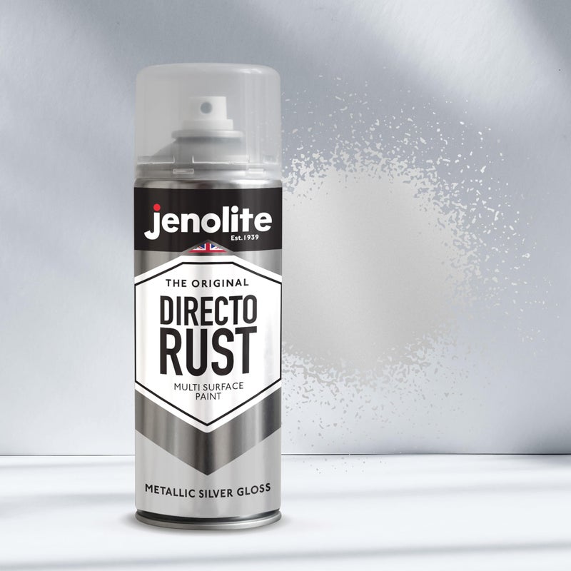 JENOLITE طلاء بخاخ JENOLITE Directorust للمعادن - فضي - لمسة نهائية معدنية لامعة للاستخدام الداخلي والخارجي - أسطح متعددة للمعادن والبلاستيك والسيراميك والخشب والأسطح الصدئة - 400 مل (13.52 أونصة سائلة) - Image 5